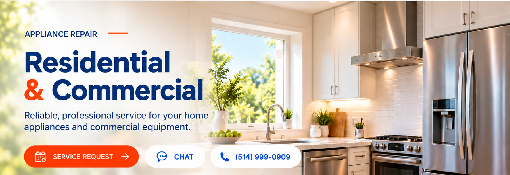 Bright kitchen — residential and commercial appliance repair